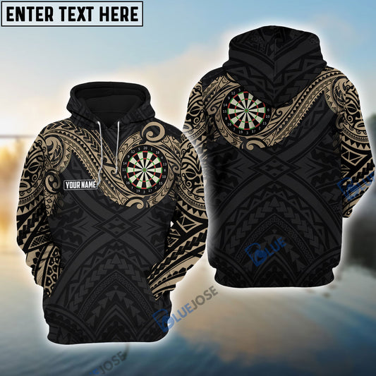 BlueJose Tattoo Maori Pattern Darts Customized Name Hoodie