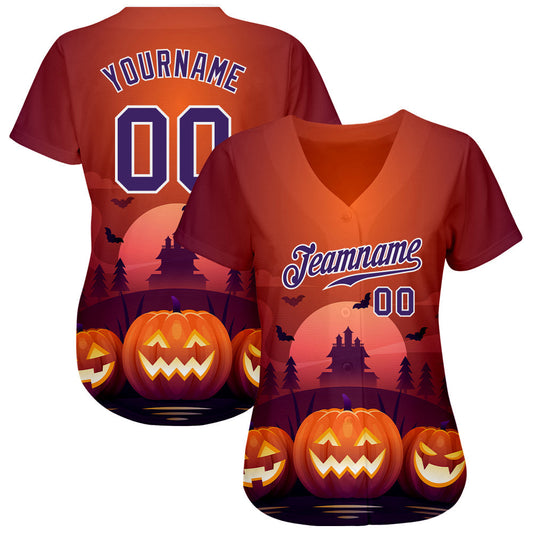 BlueJose Custom 3D Pattern Halloween Pumpkins Horror Night Baseball Jersey