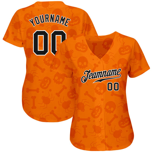 BlueJose Custom 3D Pattern Halloween Pumpkins Skulls Candies Spiders Baseball Jersey