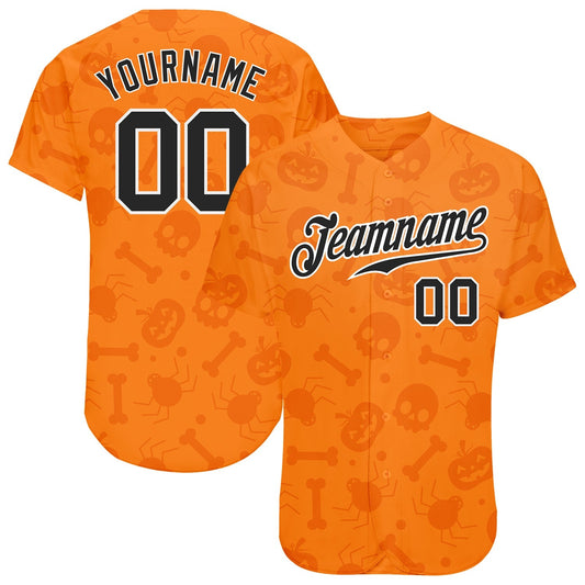 BlueJose Custom 3D Pattern Halloween Pumpkins Skulls Candies Spiders Baseball Jersey