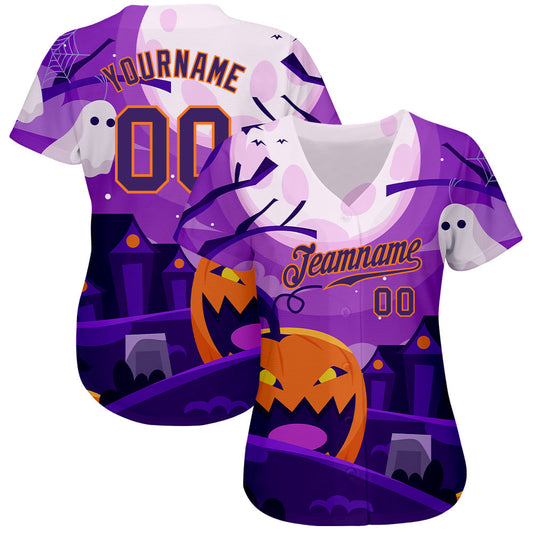 BlueJose Custom 3D Pattern Halloween Pumpkins Horror Night Baseball Jersey