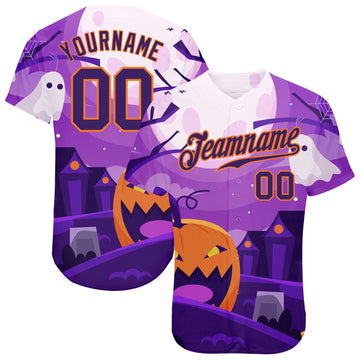 BlueJose Custom 3D Pattern Halloween Pumpkins Horror Night Baseball Jersey