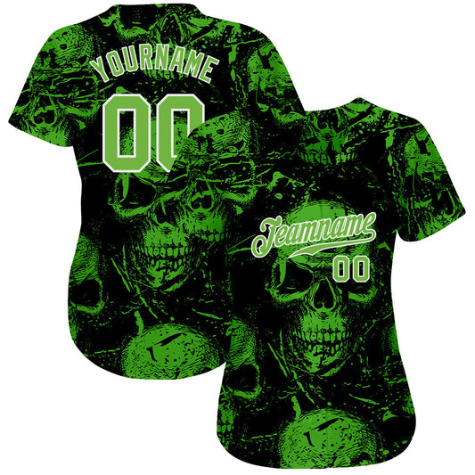 BlueJose Custom 3D Pattern Halloween Skulls Baseball Jersey