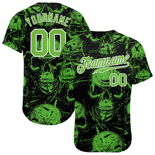 BlueJose Custom 3D Pattern Halloween Skulls Baseball Jersey