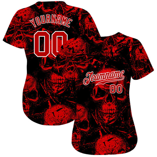 BlueJose Custom 3D Pattern Halloween Skulls Baseball Jersey