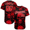 BlueJose Custom 3D Pattern Halloween Skulls Baseball Jersey