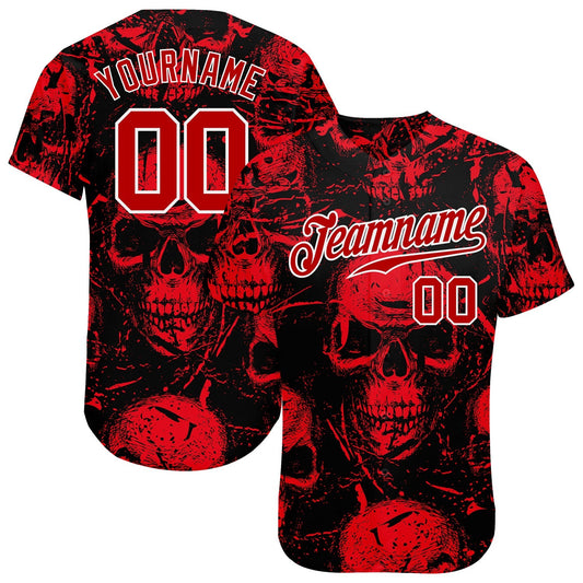 BlueJose Custom 3D Pattern Halloween Skulls Baseball Jersey