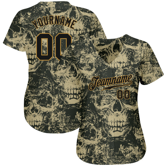 BlueJose Custom 3D Pattern Halloween Skulls Baseball Jersey