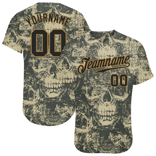 BlueJose Custom 3D Pattern Halloween Skulls Baseball Jersey