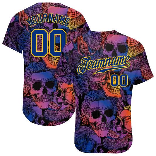 BlueJose Custom 3D Pattern Halloween Skulls Baseball Jersey