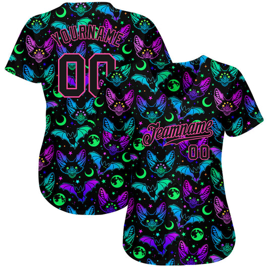 BlueJose Custom 3D Pattern Bright Multicolored Halloween Bats Baseball Jersey