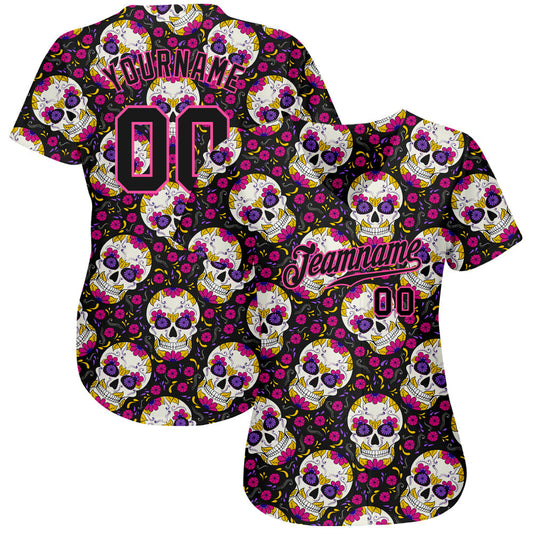 BlueJose Custom 3D Pattern Halloween Skulls Baseball Jersey