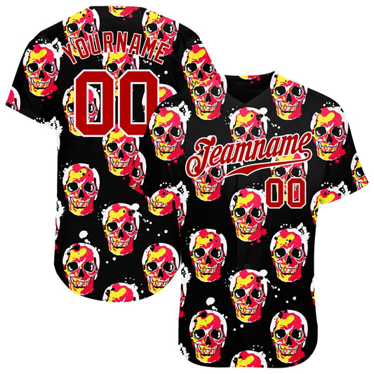 BlueJose Custom 3D Pattern Halloween Skulls Baseball Jersey