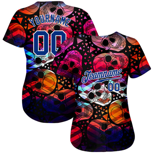 BlueJose Custom 3D Pattern Halloween Skulls Baseball Jersey