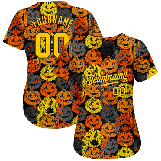 BlueJose Custom 3D Pattern Halloween Pumpkins Baseball Jersey