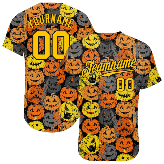 BlueJose Custom 3D Pattern Halloween Pumpkins Baseball Jersey