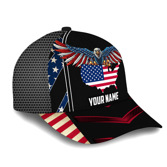 BlueJose Premium Eagle Patriotic 3D Cap America Map Personalized