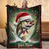 BlueJose Custom Name Christmas Walleye Fishing Blanket