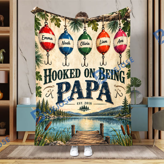 BlueJose Hooked on Being – Personalized Fishing Blanket with Kids’ Names