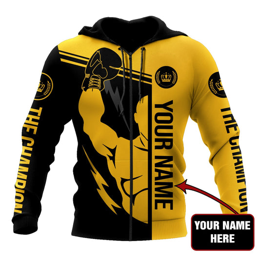BlueJose Custom Name Yellow & Purple Boxing 3D Hoodie