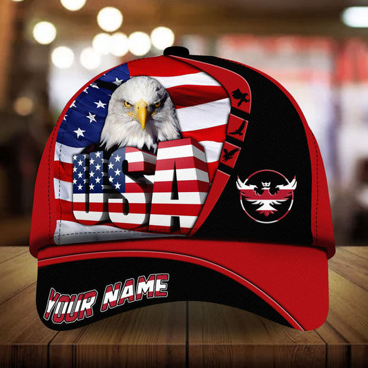 BlueJose Premium Unique United States Of America Eagle Patriotic Cap Technicolor Personalized