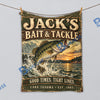 BlueJose Personalized Bait & Tackle Fishing Blanket – Custom Name and Lake