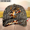 BlueJose Deer Hunting Eternity Cracked Flag Multicolor Personalized Name 3D Cap