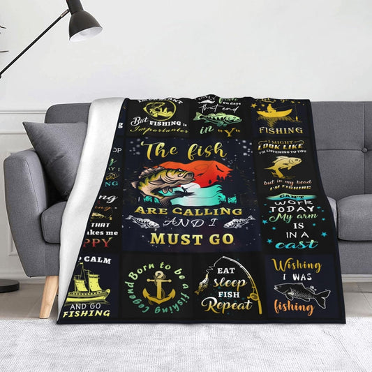 BlueJose The Fish Are Calling And I Must Go Fishing Blanket