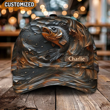 BlueJose Personalized Fishing Wooden Pattern Cap