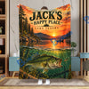 BlueJose My Happy Place – Personalized Bass Fishing Blanket with Custom Name and Lake