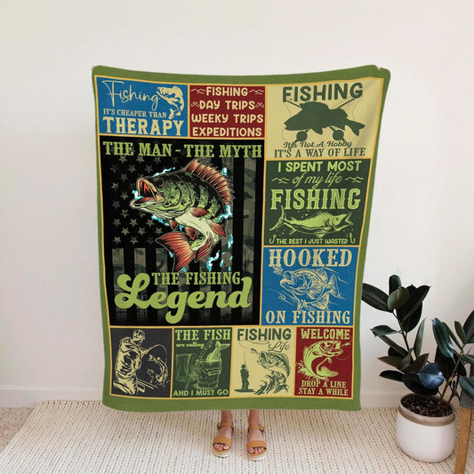 BlueJose The Man The Myth The Fishing Legend Fishing Blanket