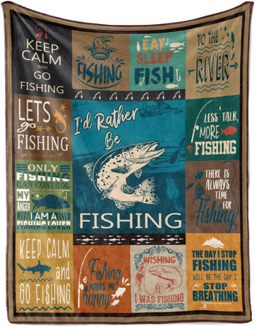 BlueJose Fishing Make Me Happy Fishing Blanket