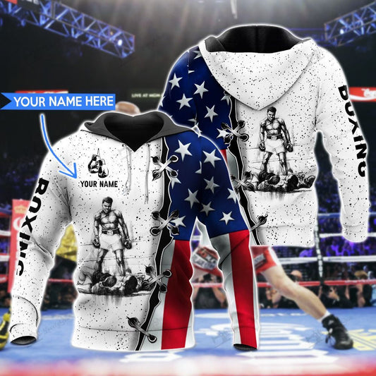 BlueJose Boxing Winner USA Flag 3D Hoodie