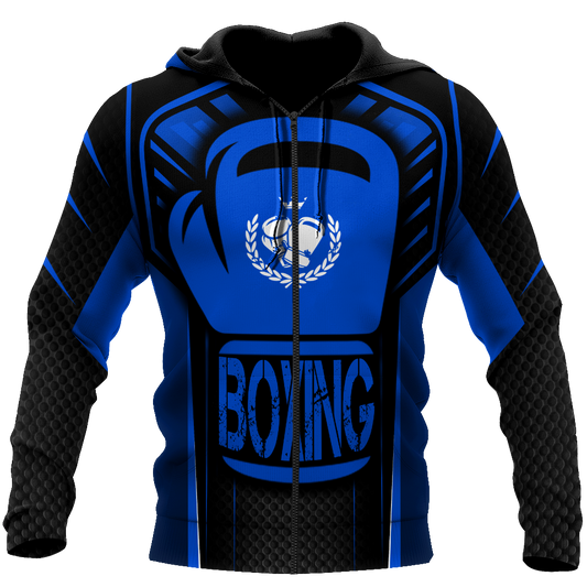 BlueJose Boxing Black & Royal Blue 3D Hoodie