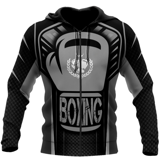 BlueJose Boxing Black & Grey 3D Hoodie