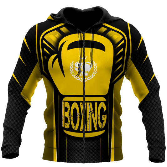 BlueJose Boxing Black & Yellow 3D Hoodie