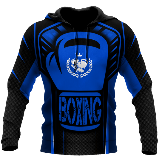 BlueJose Boxing Black & Royal Blue 3D Hoodie