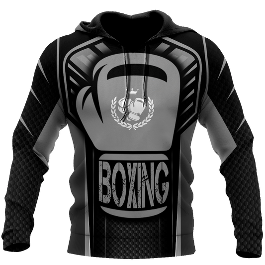 BlueJose Boxing Black & Grey 3D Hoodie