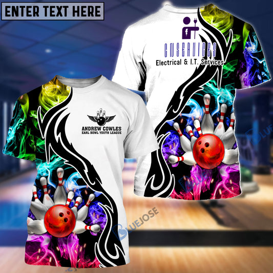 BlueJose Bowling Custom Team Multicolor Customized Name 3D T-shirt