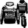 BlueJose Chess Black King Powerful Custom Name 3D Hoodie