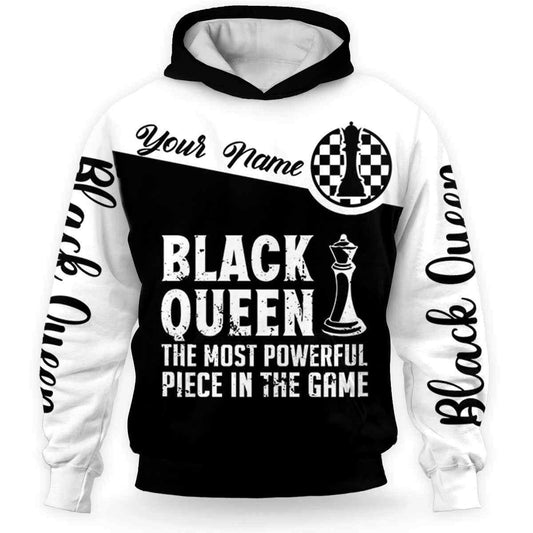 BlueJose Chess Black Queen Powerful Custom Name 3D Hoodie