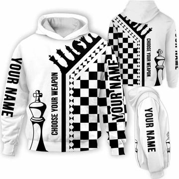 BlueJose Chess Chessboard Choose Your Weapon Custom Name 3D Hoodie