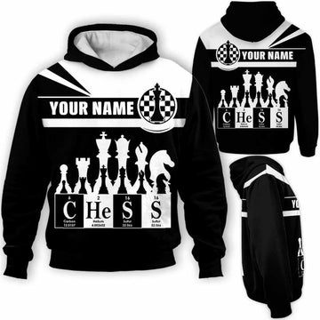 BlueJose Chess Periodic Table Custom Name 3D Hoodie