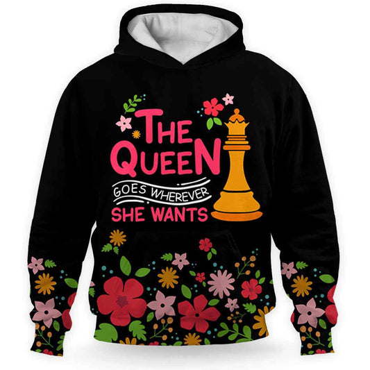 BlueJose Chess Flower Queen Goes Wherever She Wants 3D Hoodie