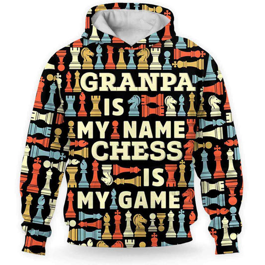 BlueJose Chess Chess Pieces Pattern Grandpa 3D Hoodie