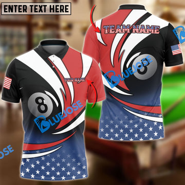 BlueJose Billiards American Flag Personalized Name, Team Name Unisex Shirt ( 3 Colors )