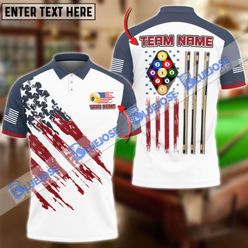 BlueJose Billiards Ball 9 US Flag Champion Pattern Personalized Name, Team Name Unisex Shirt