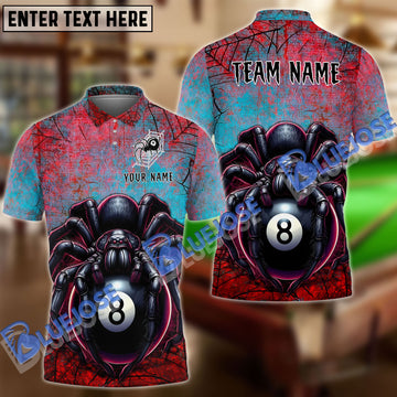 BlueJose Billiards Ball 8 Poison Spider Personalized Name Shirt (4 Colors)