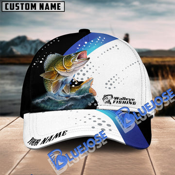 BlueJose Walleye Fishing Blue Camo Pattern Personalized Cap