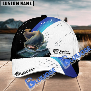 BlueJose Catfish Fishing Blue Camo Pattern Personalized Cap